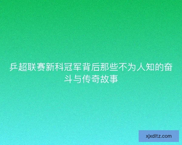 乒超联赛新科冠军背后那些不为人知的奋斗与传奇故事