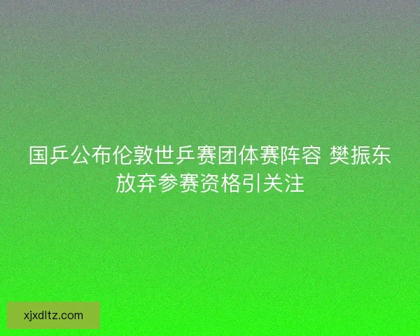 国乒公布伦敦世乒赛团体赛阵容 樊振东放弃参赛资格引关注