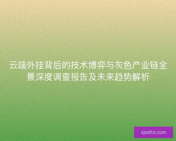 云端外挂背后的技术博弈与灰色产业链全景深度调查报告及未来趋势解析