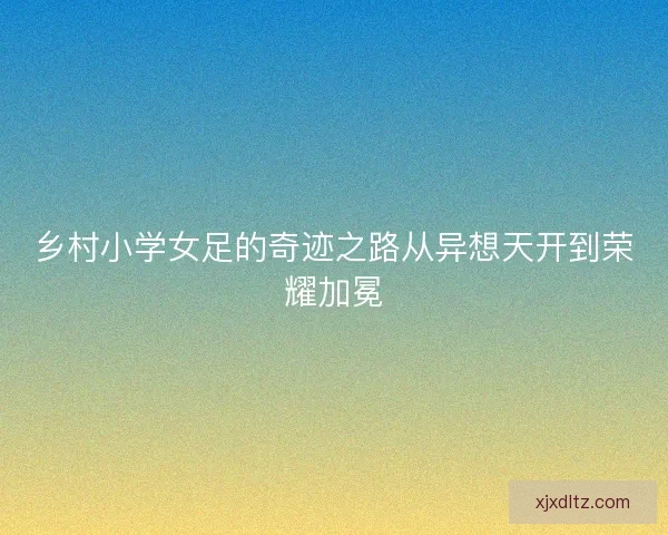 乡村小学女足的奇迹之路从异想天开到荣耀加冕