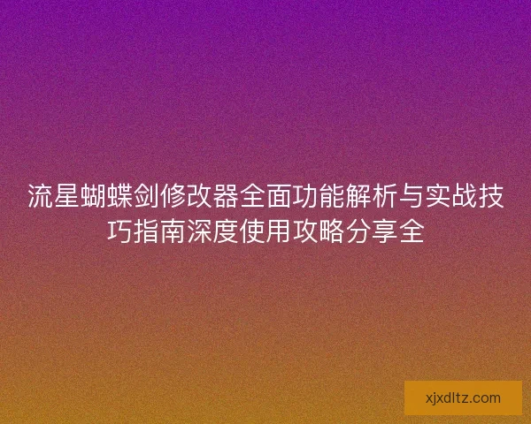 流星蝴蝶剑修改器全面功能解析与实战技巧指南深度使用攻略分享全